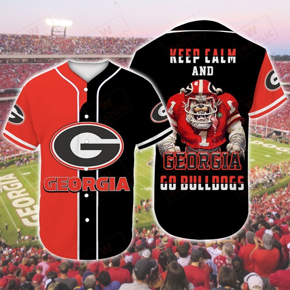 Georgia Bulldogs Keep calm and Georgia go Bulldogs baseball jersey