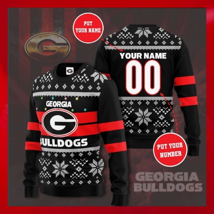 Georgia Bulldogs Personalized Custom Christmas Sweater 2 Georgia Bulldogs Personalized Custom Christmas Sweater2