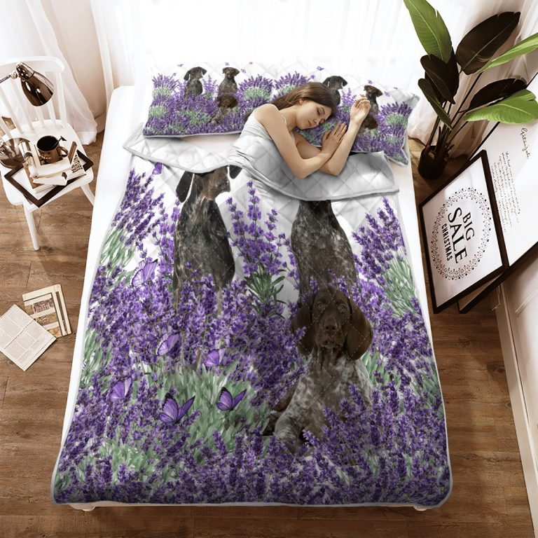 German Shorthaired Pointer lavender Quilt bedding set