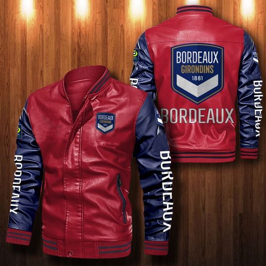 Girondins de Bordeaux Leather bomber Jacket 2