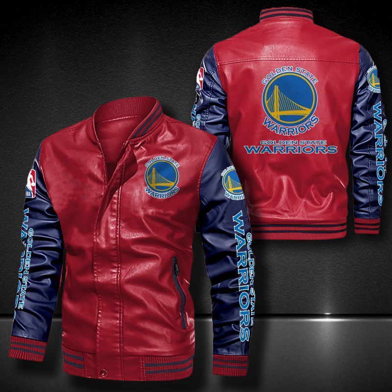 Golden State Warriors bomber leather jacket 3 Golden State Warriors bomber leather jacket 3