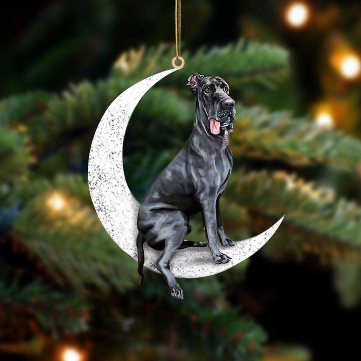 Great dane sit on the moon ornament 1