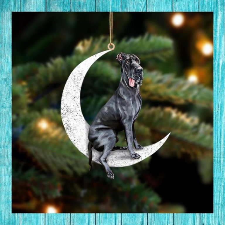 Great dane sit on the moon ornament 2