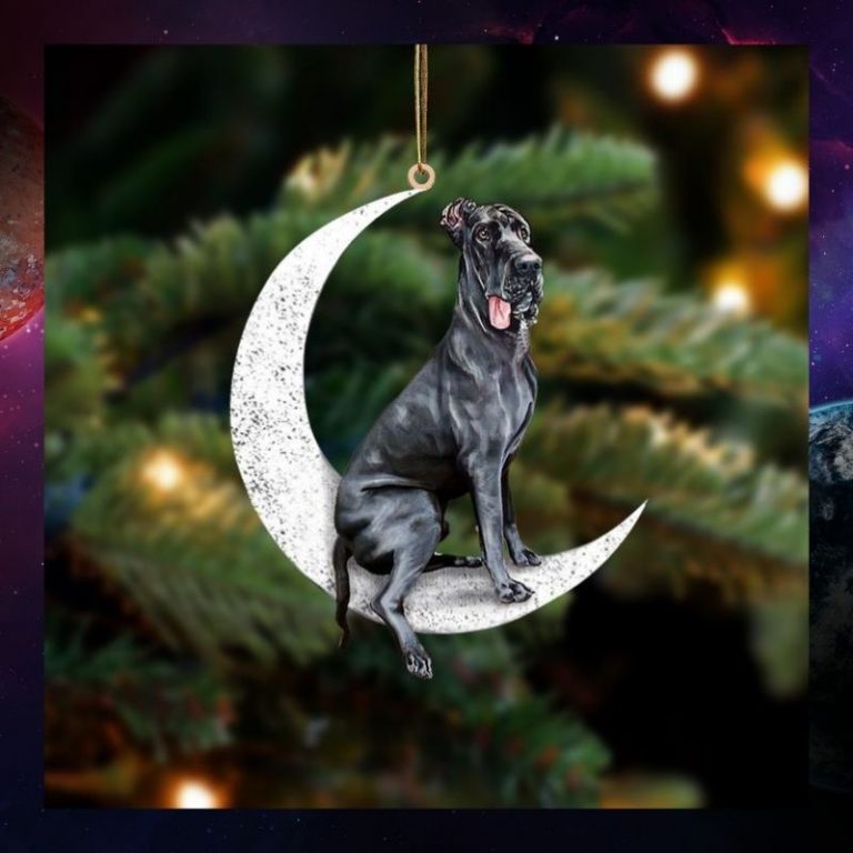 Great dane sit on the moon ornament 3