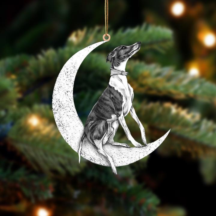 Greyhound sit on the moon ornament 1