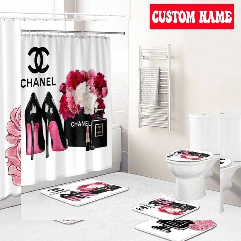 HOT High heels Chanel Coco Noir custom Personalized bathroom shower curtains set 1