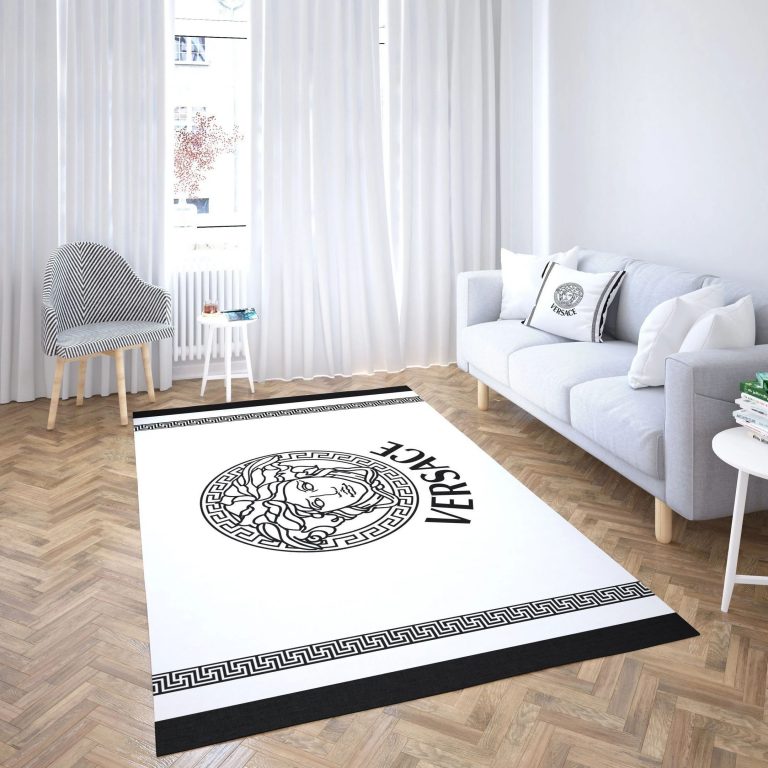 HOT White Versace rectangle rug 1