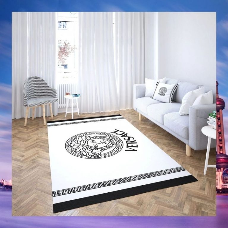 HOT White Versace rectangle rug 1