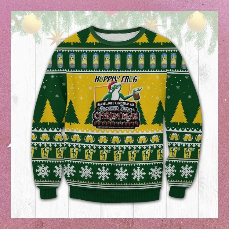 Hoppin Frog Barrel Aged Christmas Ale Frosted Frog Ugly Christmas Sweater 3