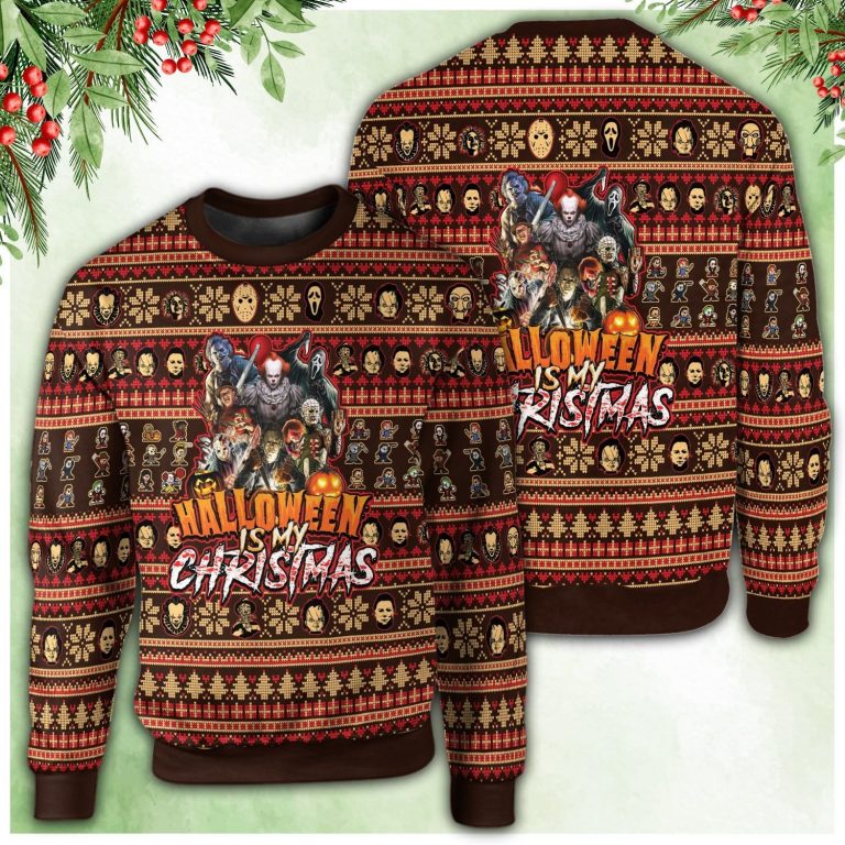 Horror Characters Halloween is my Christmas sweatshirt sweater 1