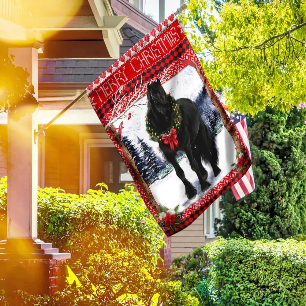 Horse Merry Christmas Flag 4