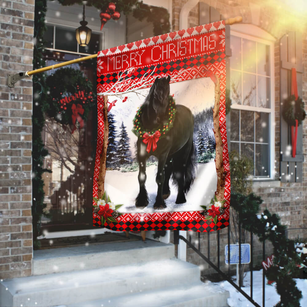 Horse Merry Christmas Flag 8 Horse Merry Christmas Flag