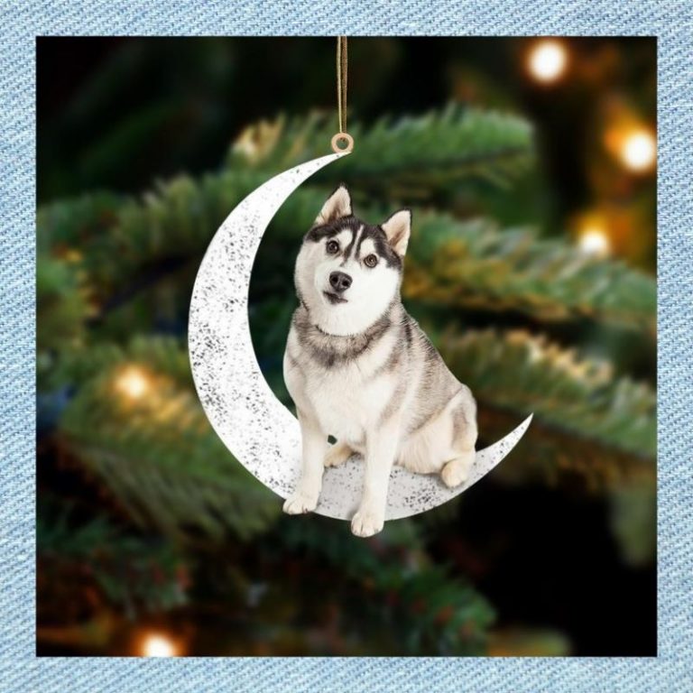 Husky Sibir Sit On The Moon Ornament (2) Husky Sibir sit on the moon ornament 2