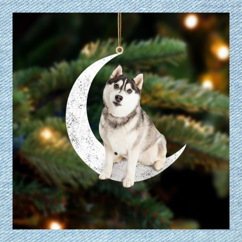 Husky Sibir sit on the moon ornament 2 Husky Sibir sit on the moon ornament 2