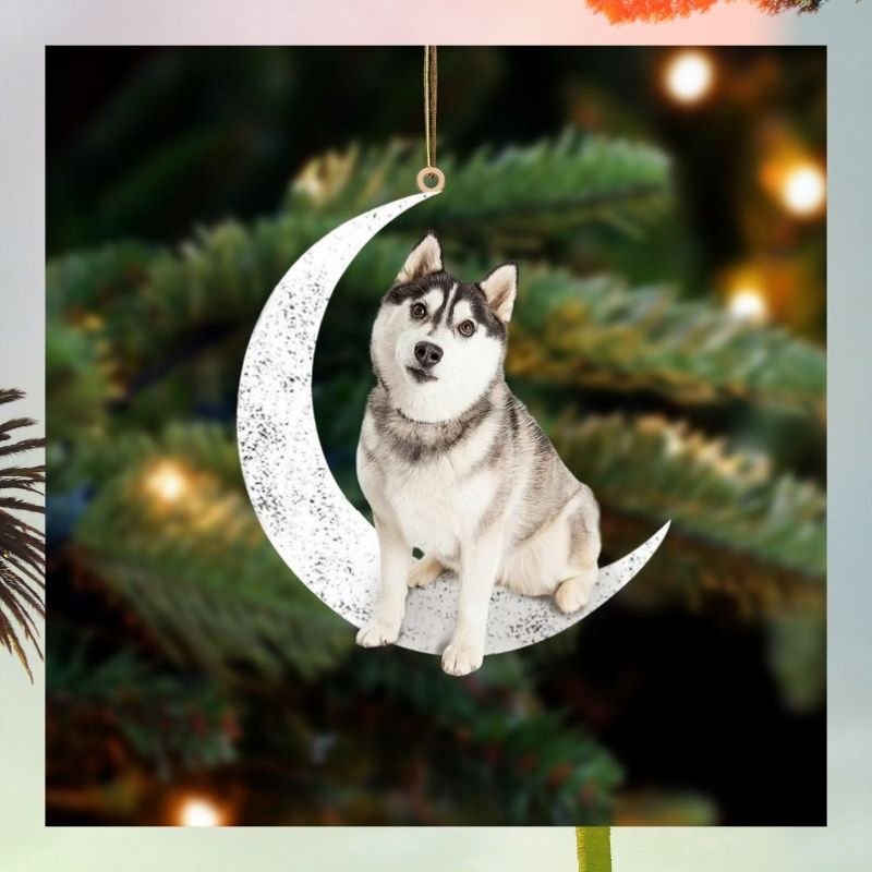 Husky Sibir sit on the moon ornament 3 Husky Sibir sit on the moon ornament 3