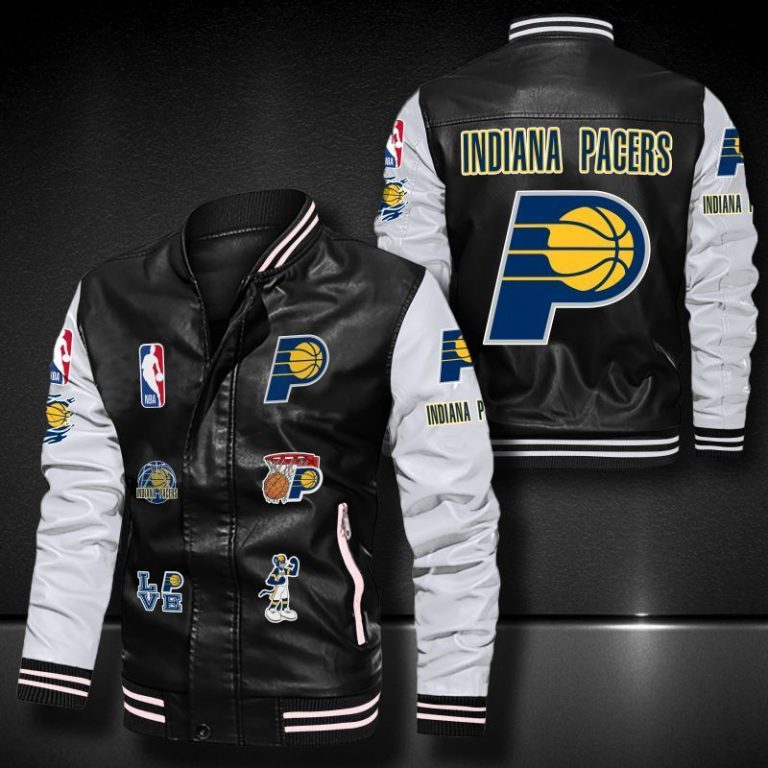 Indiana Pacers Bomber Leather Jacket 1 Indiana Pacers bomber leather jacket 1