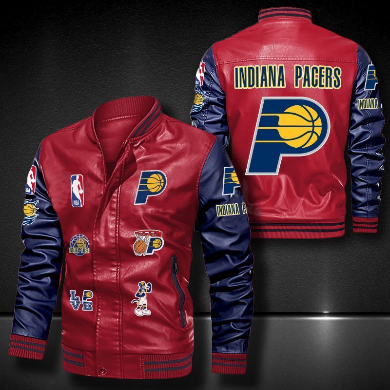 Indiana Pacers bomber leather jacket 3 Indiana Pacers bomber leather jacket 3