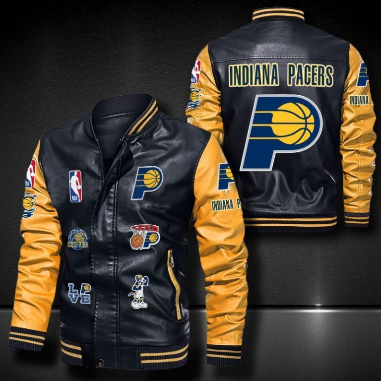 Indiana Pacers Bomber Leather Jacket 4 Indiana Pacers bomber leather jacket 4