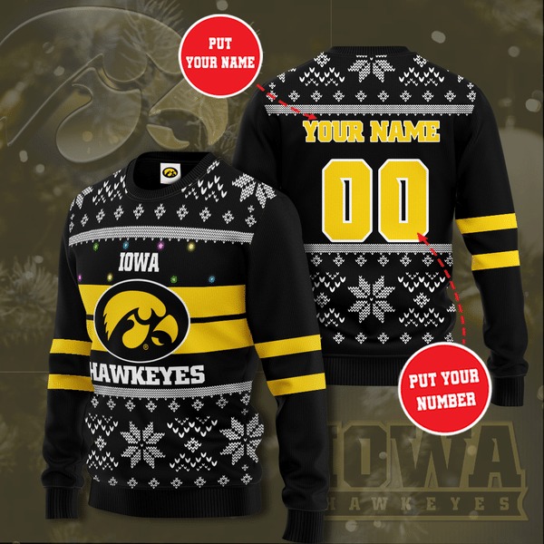Iowa Hawkeyes Personalized Custom Christmas Sweater