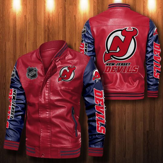 New Jersey Devils Leather bomber Jacket 2