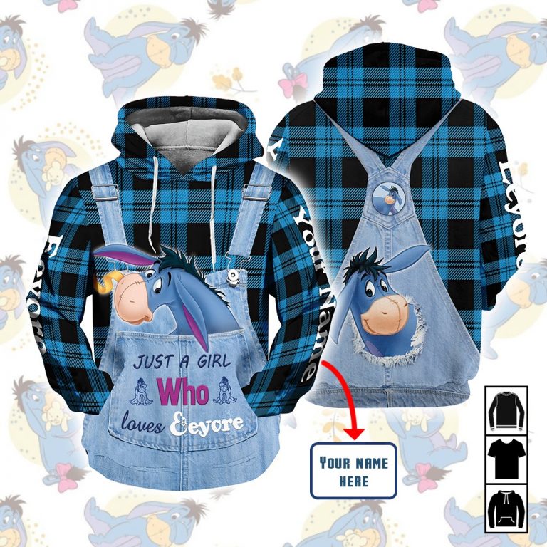 Just A Girl Who Loves Eeyore Personalized Custom 3D Hoodie Just A Girl Who Loves Eeyore Personalized Custom 3D Hoodie
