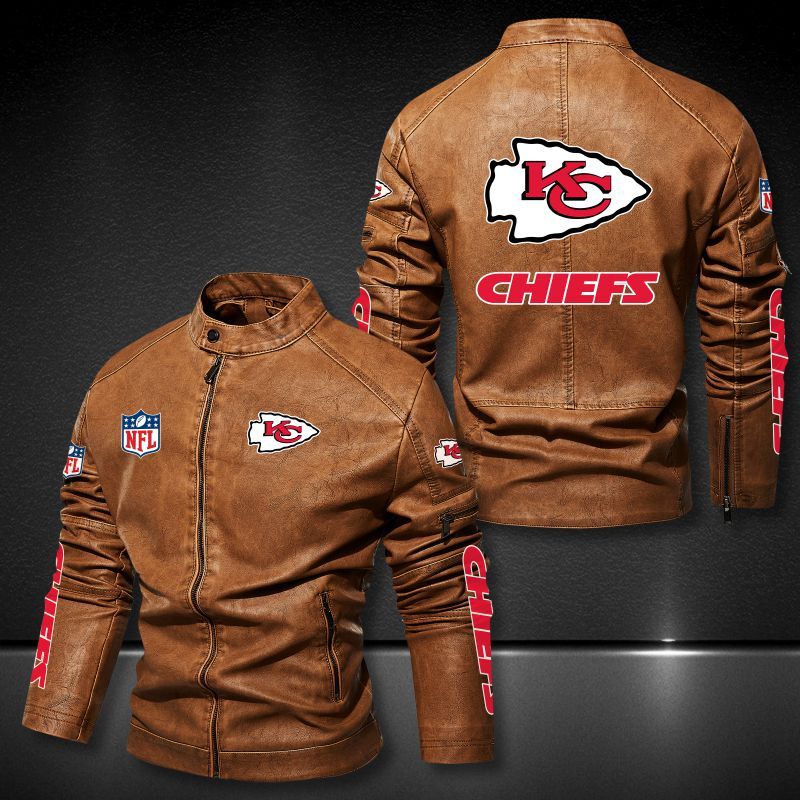 Kansas City Chiefs NFL 3D motor leather jacket 2 Kansas City Chiefs NFL 3D motor leather jacket 3