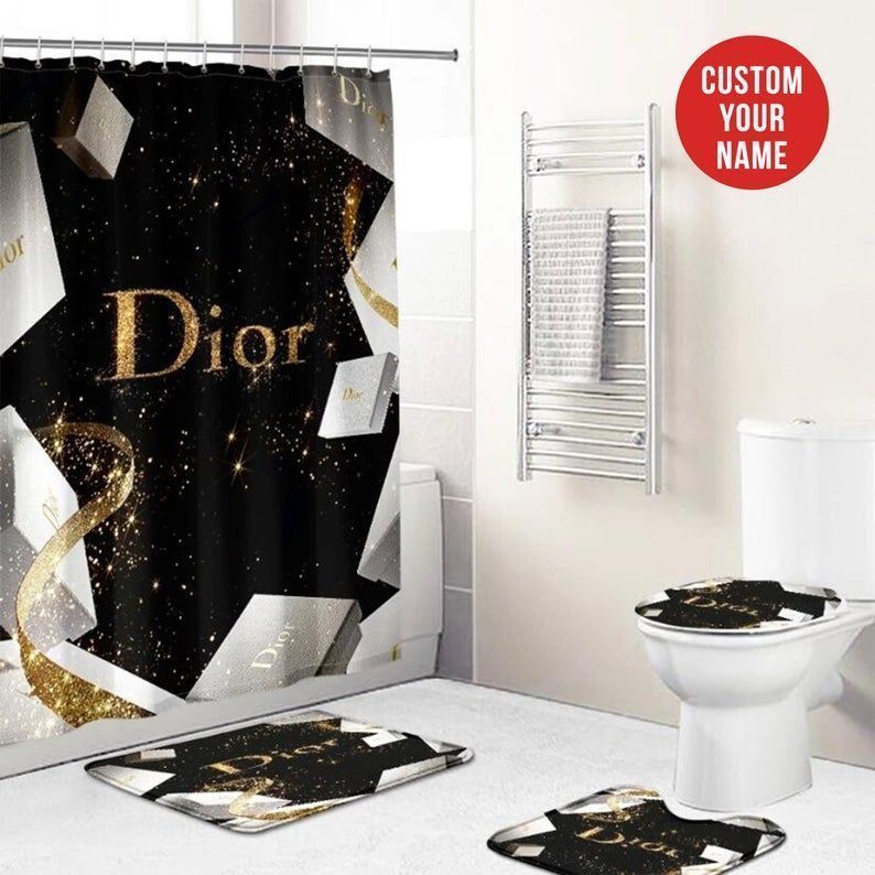 LIMITED Dior box custom Personalized bathroom shower curtains set 1