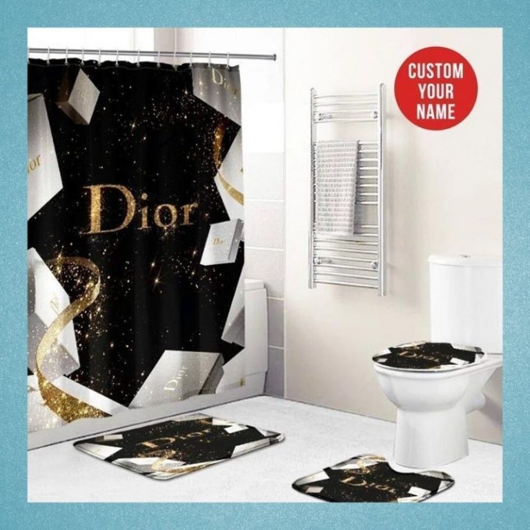 LIMITED Dior box custom Personalized bathroom shower curtains set 2