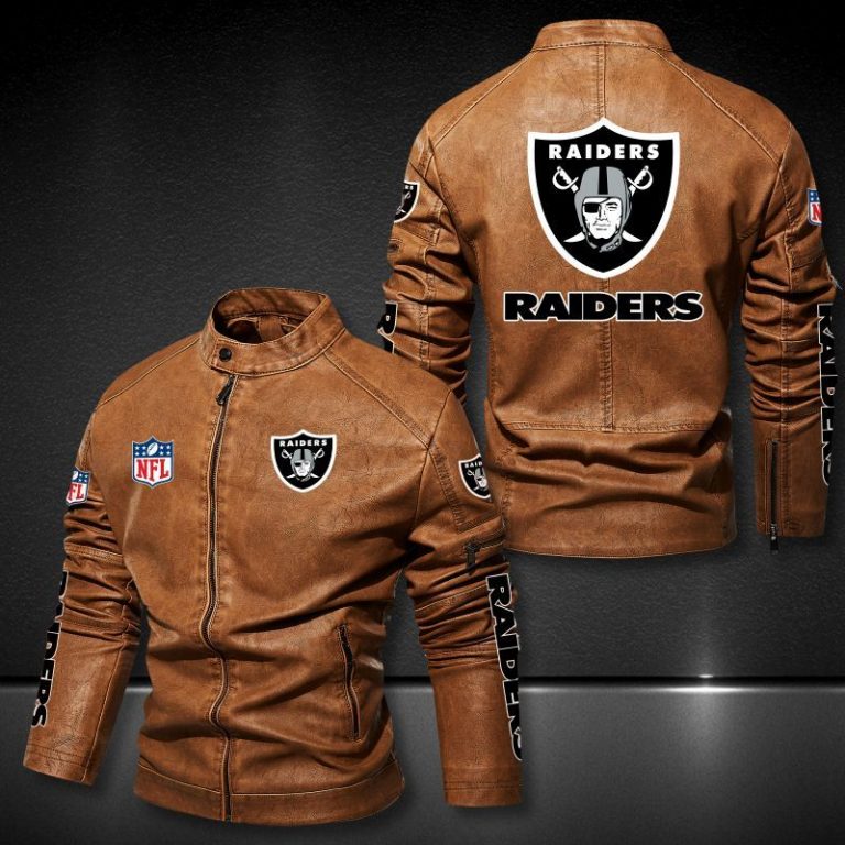 Las Vegas Raiders NFL 3D Motor Leather Jacket 3 Las Vegas Raiders NFL 3D motor leather jacket 3