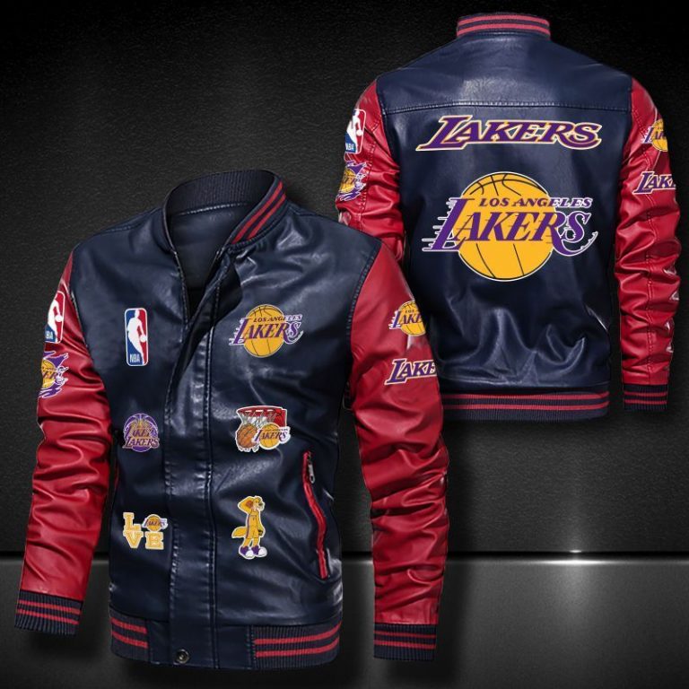 Los Angeles Lakers Bomber Leather Jacket 2 Los Angeles Lakers bomber leather jacket 2