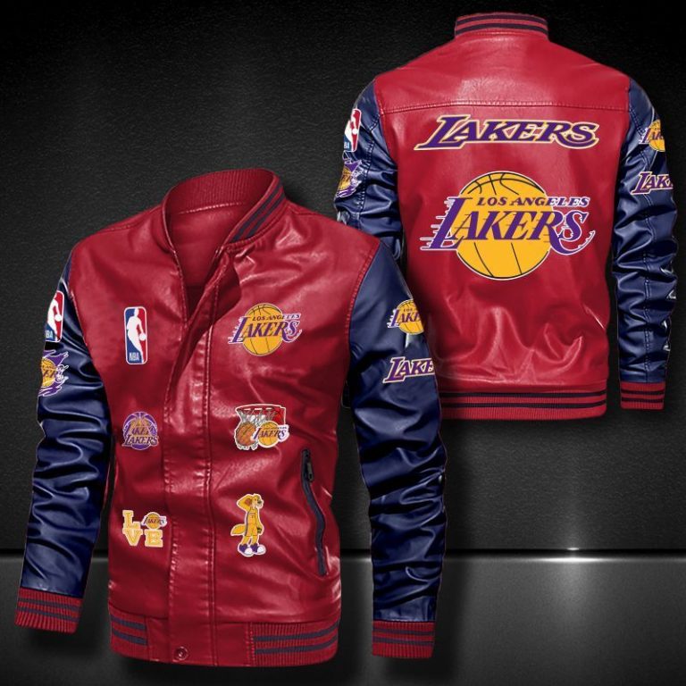 Los Angeles Lakers Bomber Leather Jacket 3 Los Angeles Lakers bomber leather jacket 3