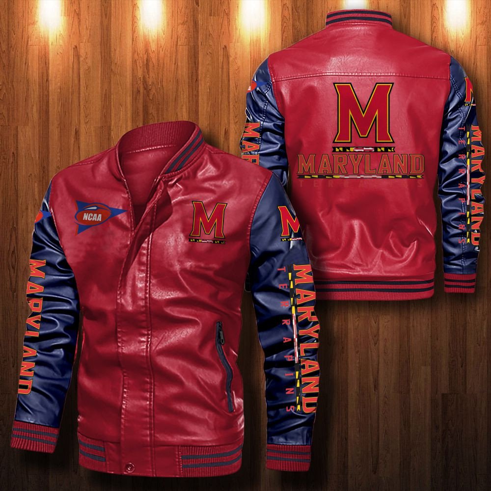 Maryland Terrapins Bomber leather jacket2
