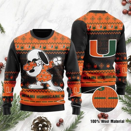 Miami Hurricanes Snoopy Ugly Sweater