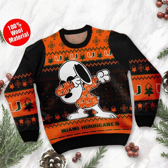Miami Hurricanes Snoopy Ugly Sweater 5 Miami Hurricanes Snoopy Ugly Sweater1