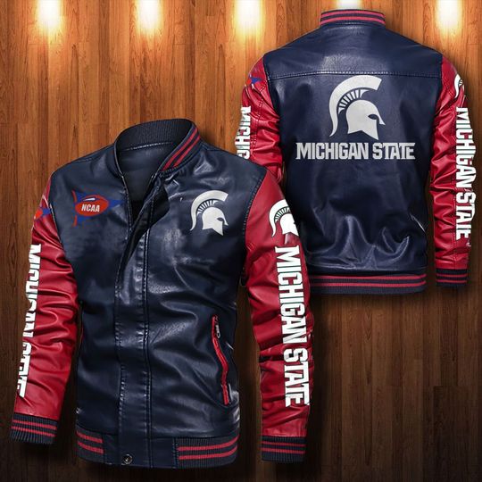 Michigan State Spartans Leather bomber Jacket 1