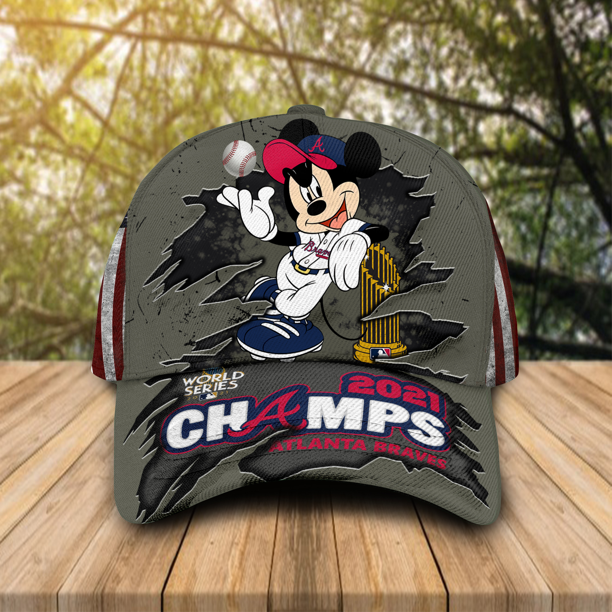 Mickey Mouse Atlanta Braves Champions 2021 cap hat