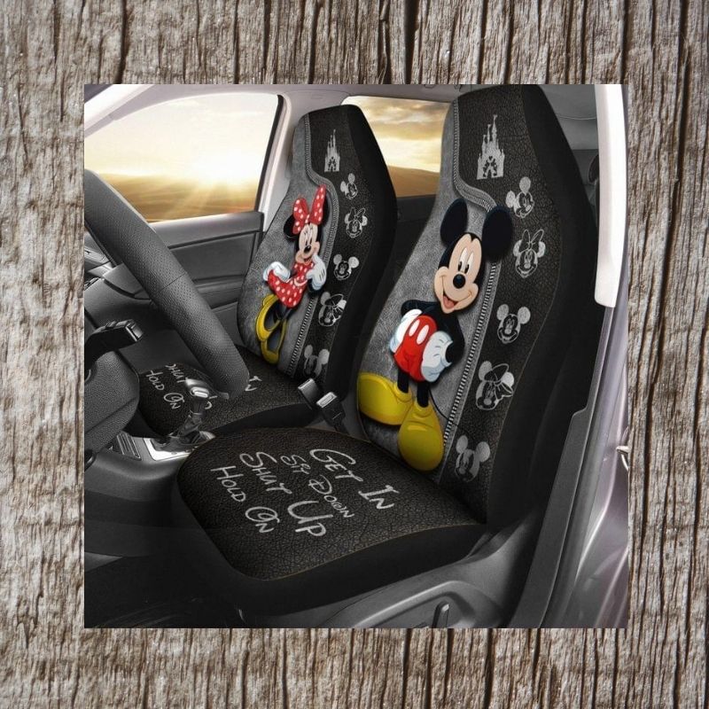 NEW Minnie mouse Mickey Mouse get in sit down shut up hold on car seat covers 3 NEW Minnie mouse Mickey Mouse get in sit down shut up hold on car seat covers word3
