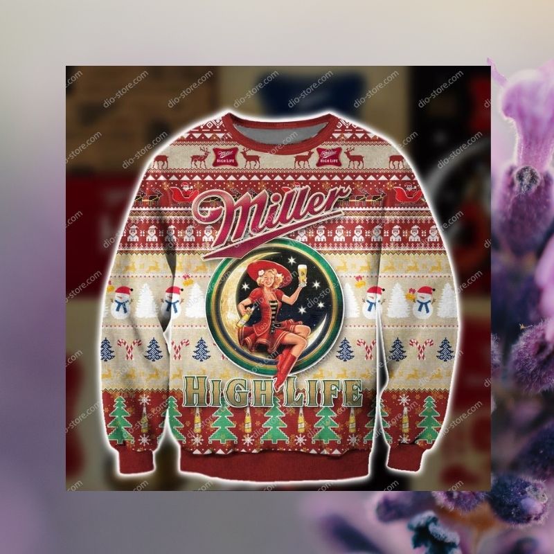 Miller High Life beer christmas knitted wool sweater 3 Miller High Life beer christmas sweater 3