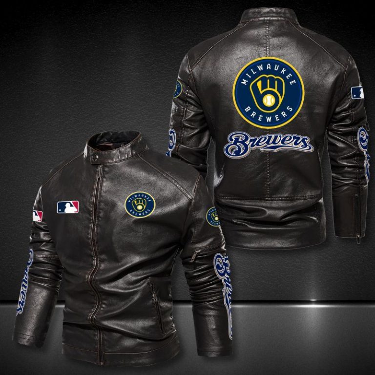 Milwaukee Brewers 3d motor leather jacket