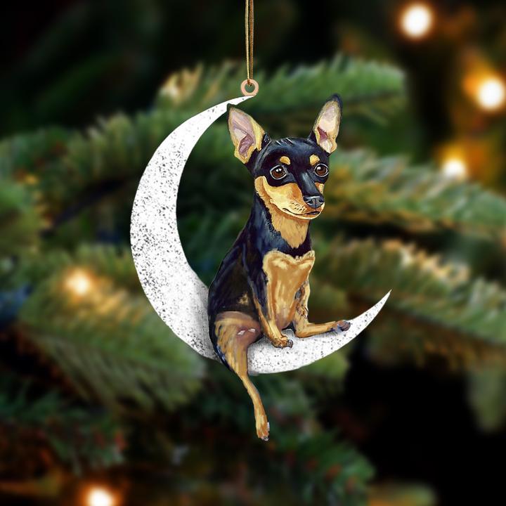 Miniature Pinscher sit on the moon ornament 1