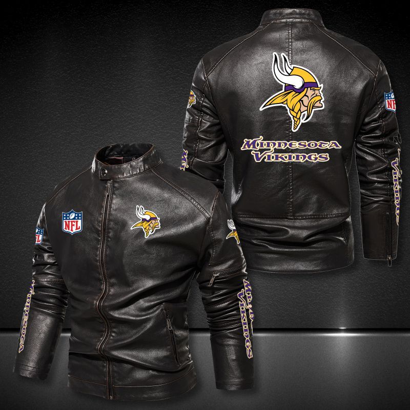 Minnesota Vikings NFL 3D motor leather jacket 1