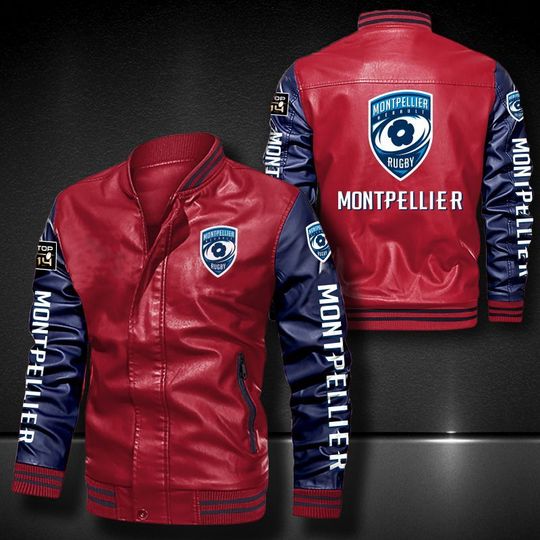 Montpellier Herault Rugby Leather bomber Jacket 2