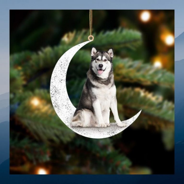 Moon and Siberian Husky ornament 3