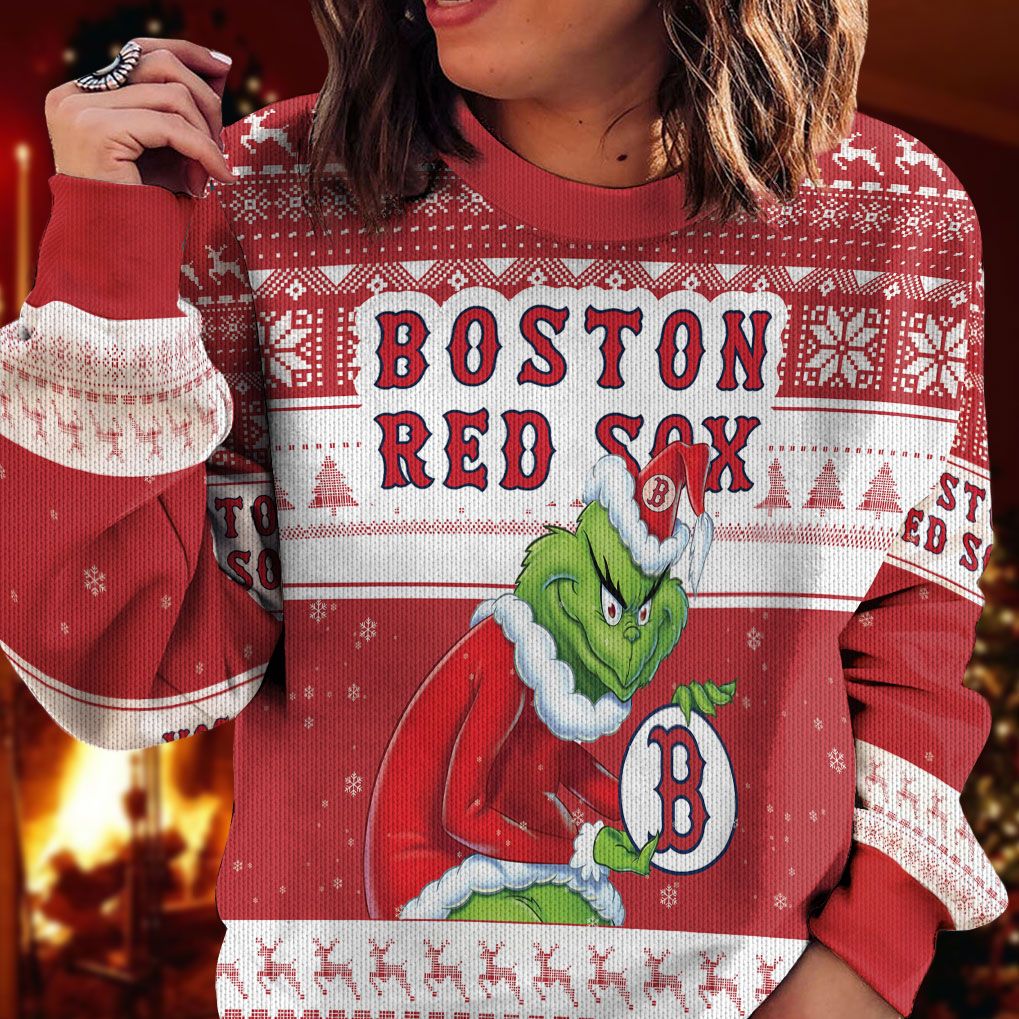 HOT Grinch Boston Red Sox red sweater 3 HOT Grinch Boston Red Sox red sweater word1