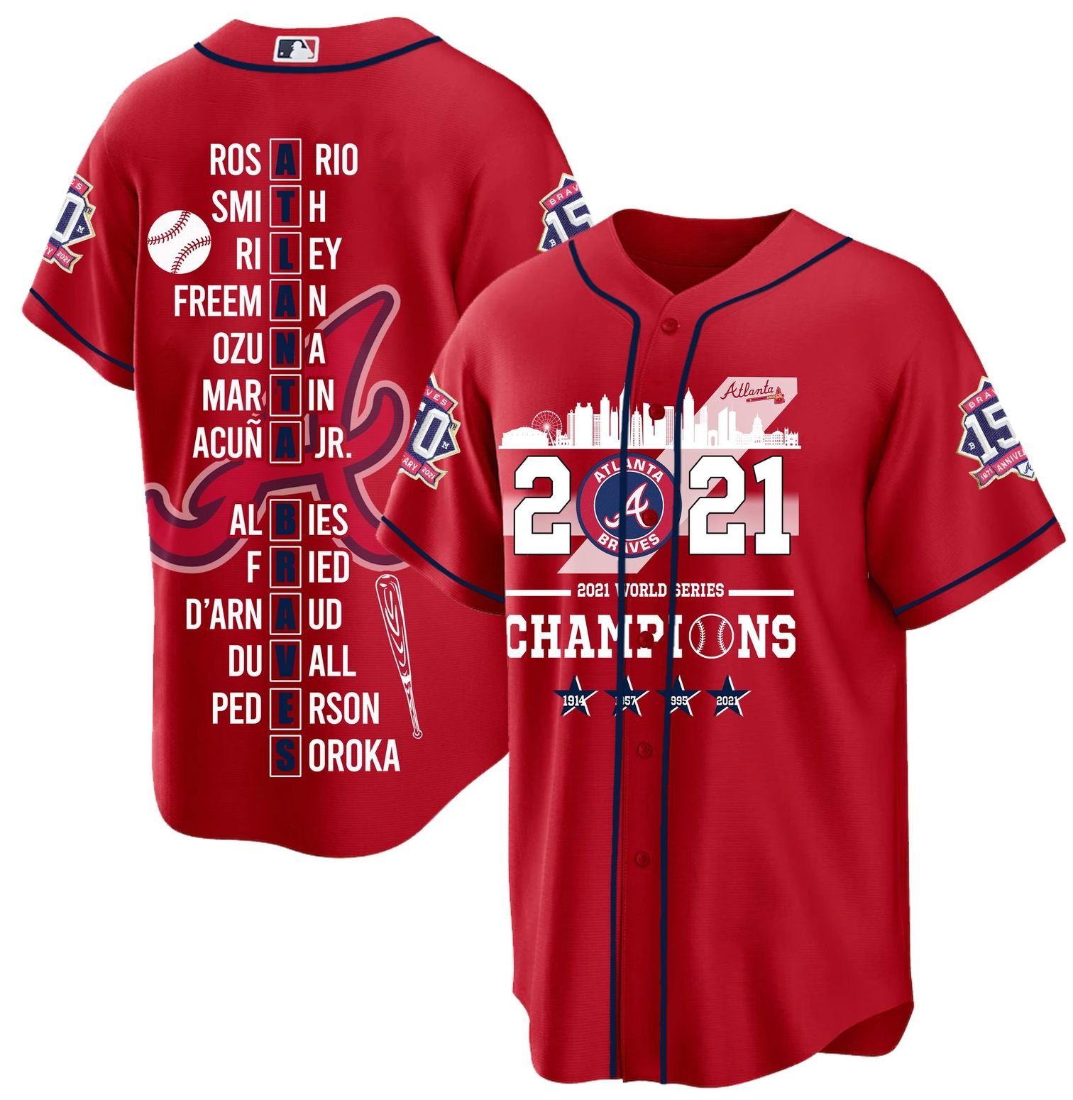 NEW 2021 Word series champion Atlanta Braves baseball jersey 2