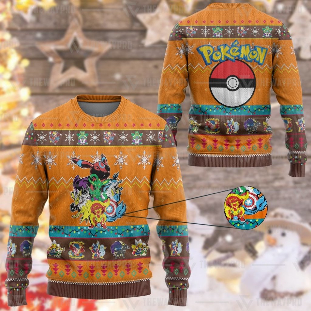 NEW Eevee Eevengers Pokemon Christmas sweater 4