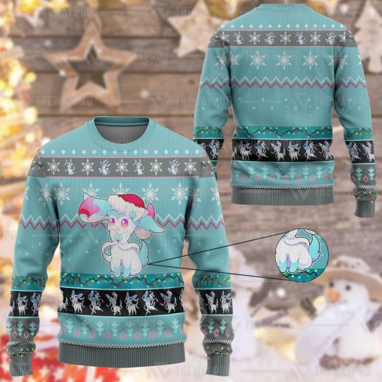 NEW Sylveon Pokemon Christmas Sweater (1) NEW Sylveon Pokemon christmas sweater 1