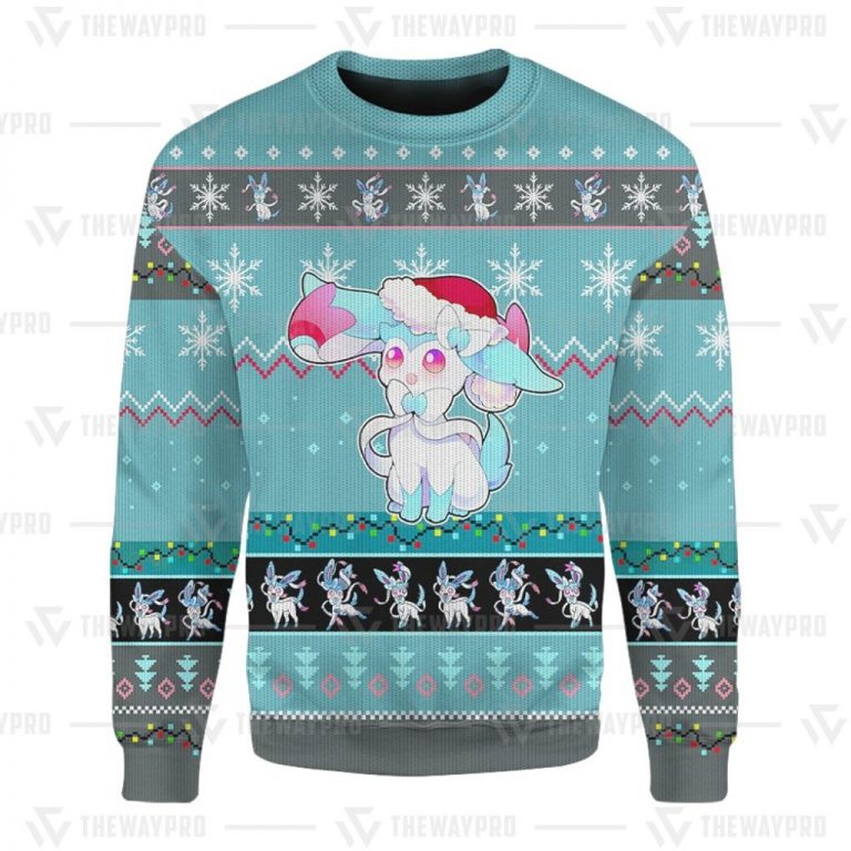 NEW Sylveon Pokemon Christmas Sweater (3) NEW Sylveon Pokemon christmas sweater 3