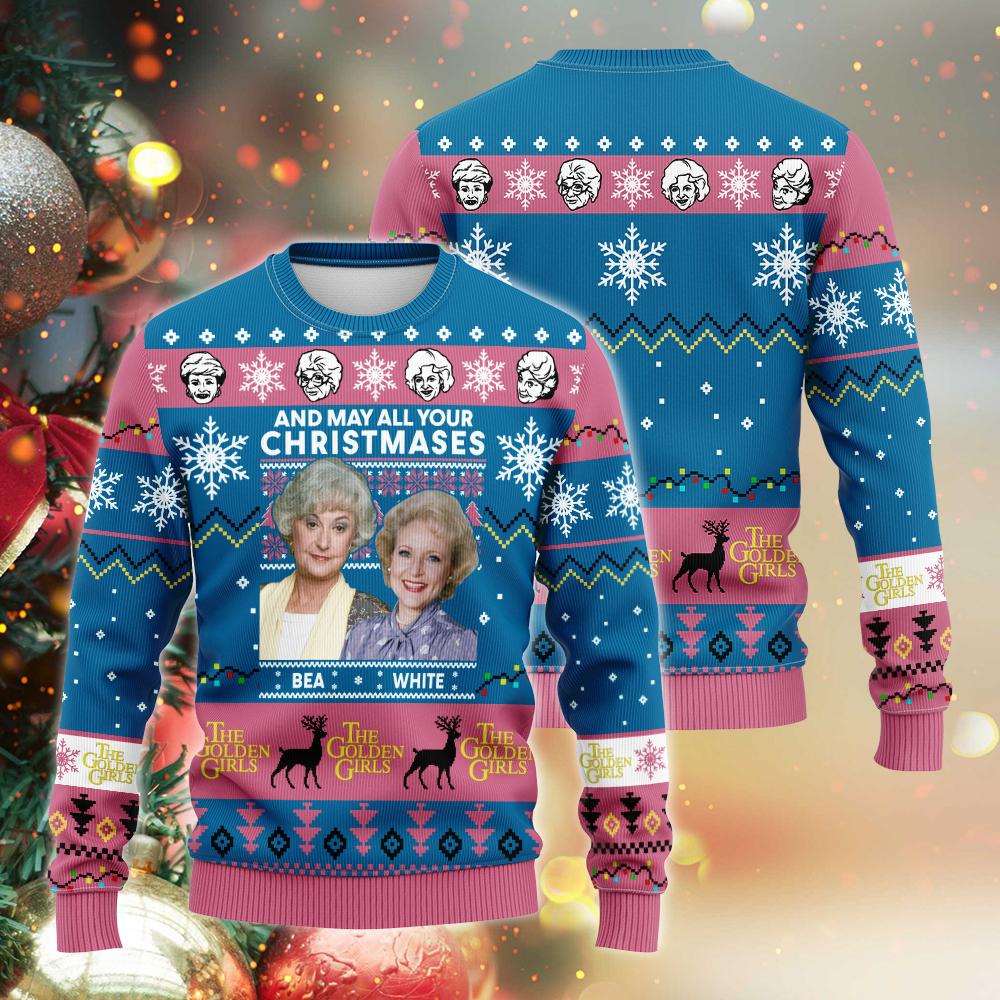 HOT The Golden Girls And May All Your Christmases Bea White sweater 2 HOT The Golden Girls And May All Your Christmases Bea White sweater word1