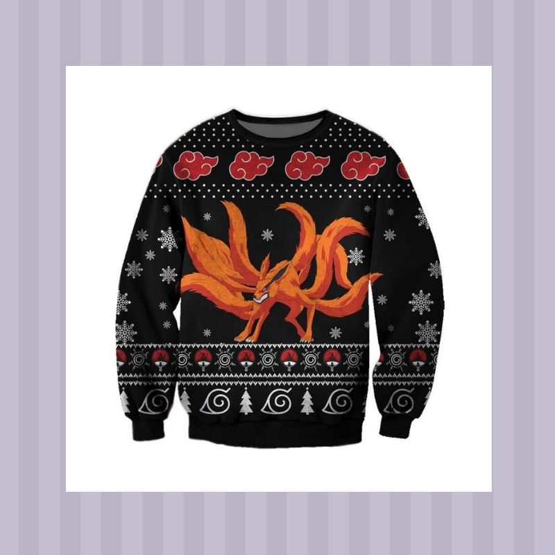 Naruto Kurama Akatsuki christmas knitted wool sweater 2 Naruto Kurama Akatsuki christmas sweater 2